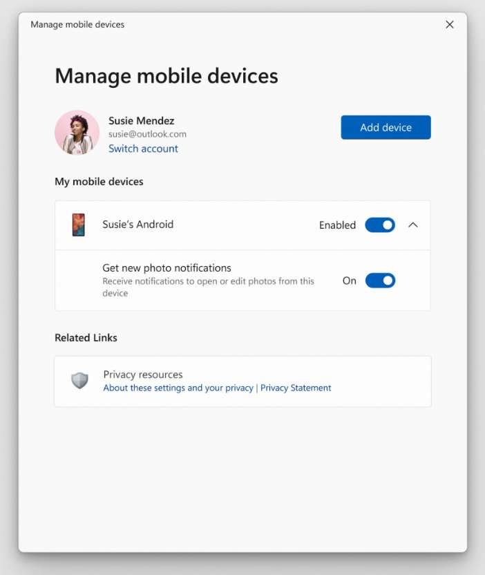 manage mobile devices windows 11