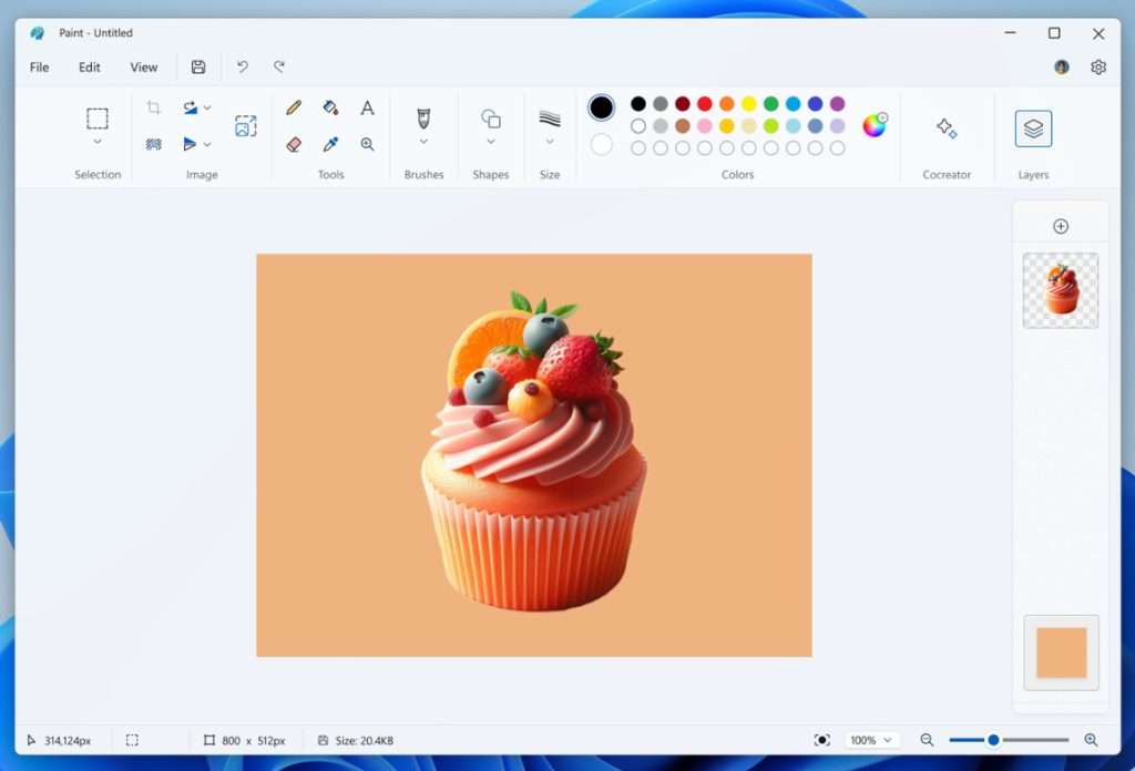 New background option on paint