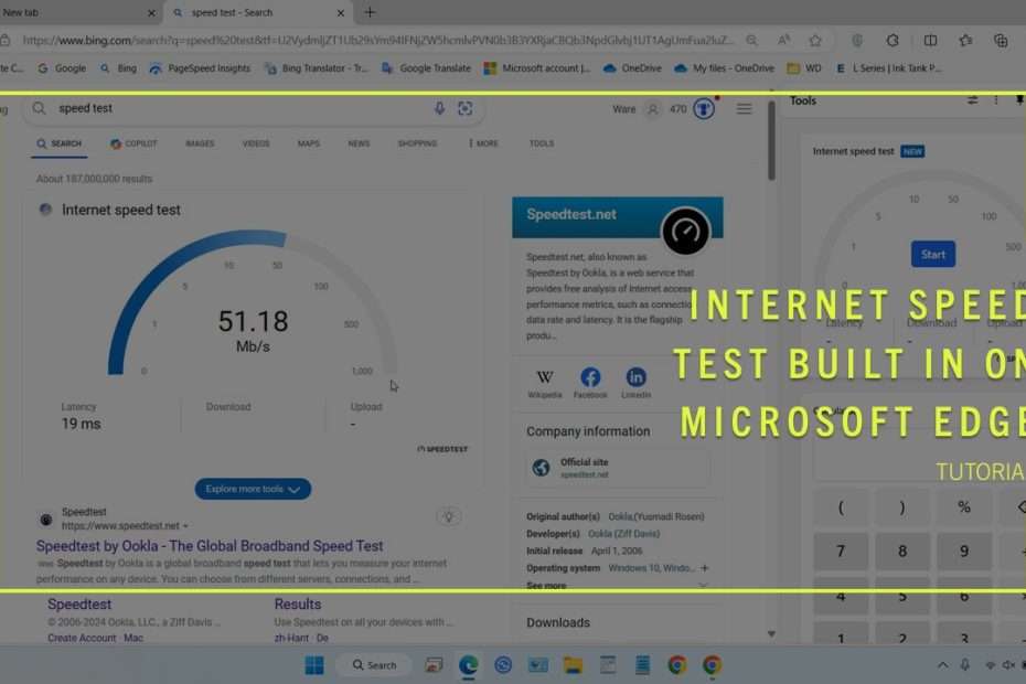 Internet Speed Test Built in on Microsoft Edge