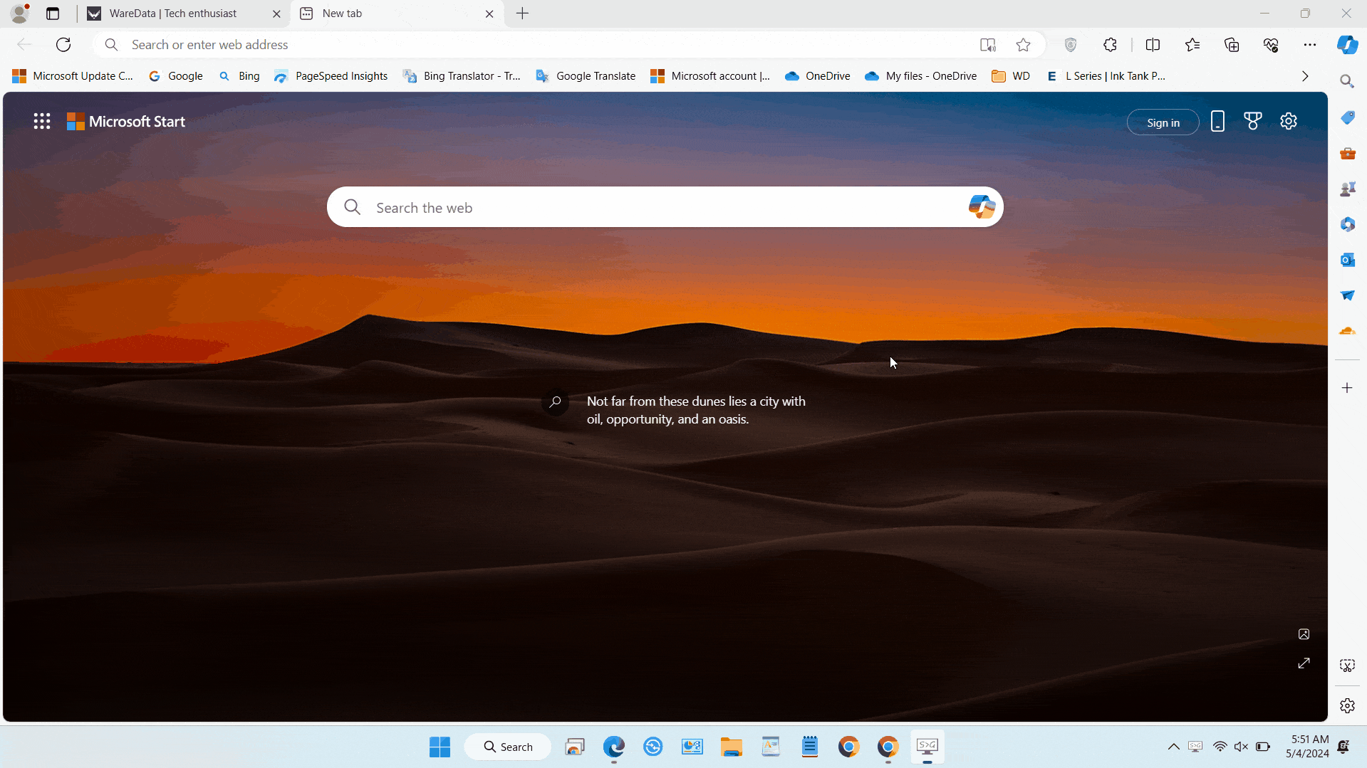 Internet Speed Test Built in on Microsoft Edge