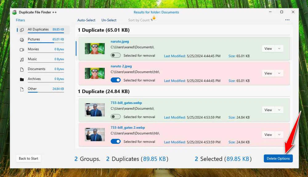 How to find & delete duplicate files in windows 11 3 Scan file results from Duplicate using Duplicate File Finder ++.