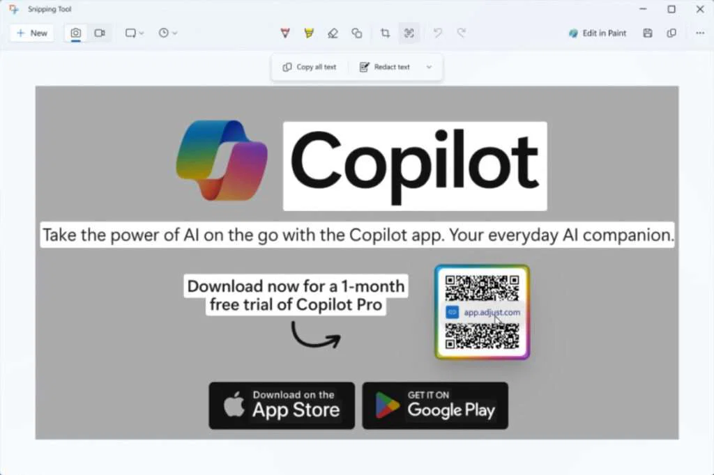 Snipping Tool Support for Emoji and QR Code Scanning 3 Snipping Tool with QRCode Scanner