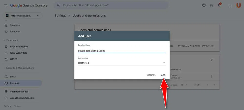 How to Add People to Your Google Search Console Account 4 How to Add People to Your Google Search Console Account - Step 3