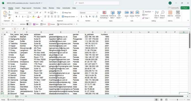 Dummy Data Examples for MySQL and Excel (Free Downloads) - WareData ...