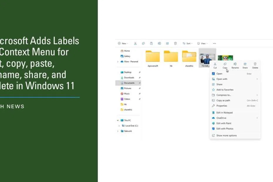 Microsoft Adds Labels to Context Menu for cut, copy, paste, rename, share, and delete in Windows 11 6 Microsoft Adds Labels to Context Menu for cut copy paste