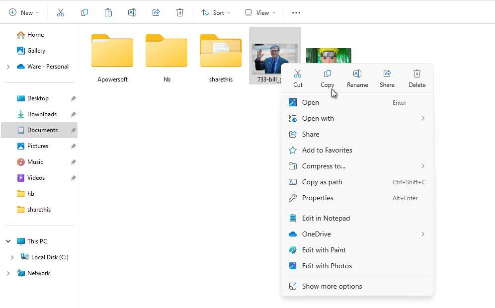 Microsoft Adds Labels to Context Menu for cut, copy, paste, rename, share, and delete in Windows 11 2 Microsoft Adds Labels to Context Menu for cut, copy, paste, rename, share, and delete in Windows 11