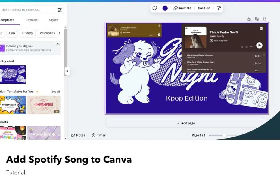 Add Spotify Song to Canva - Tutorial