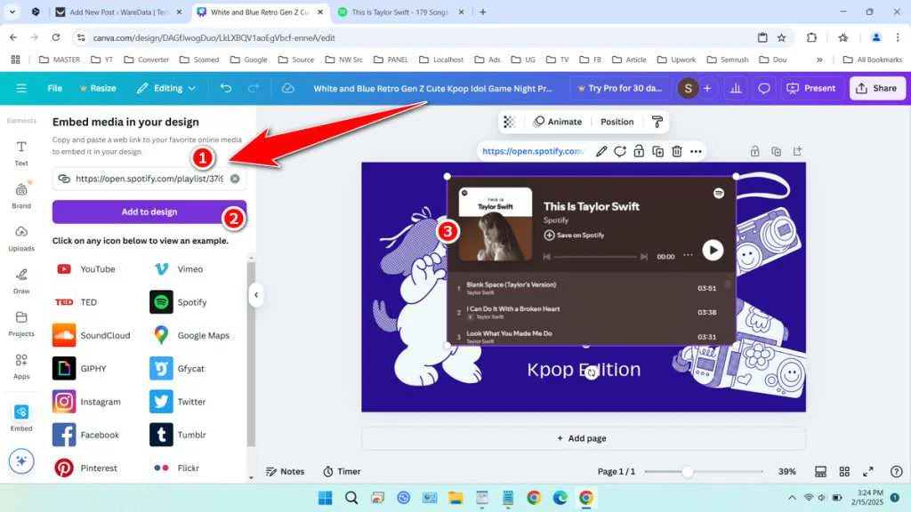 How to Add Spotify Song to Canva Free 4 How to Add Spotify Song to Canva Free - Step 3