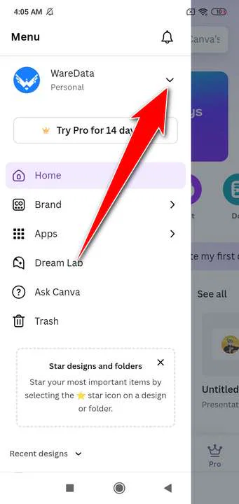 How to switch to dark mode Canva 7 How to switch to dark mode canva android - step 2
