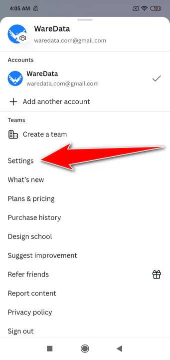 How to switch to dark mode Canva 8 How to switch to dark mode canva android - step 3