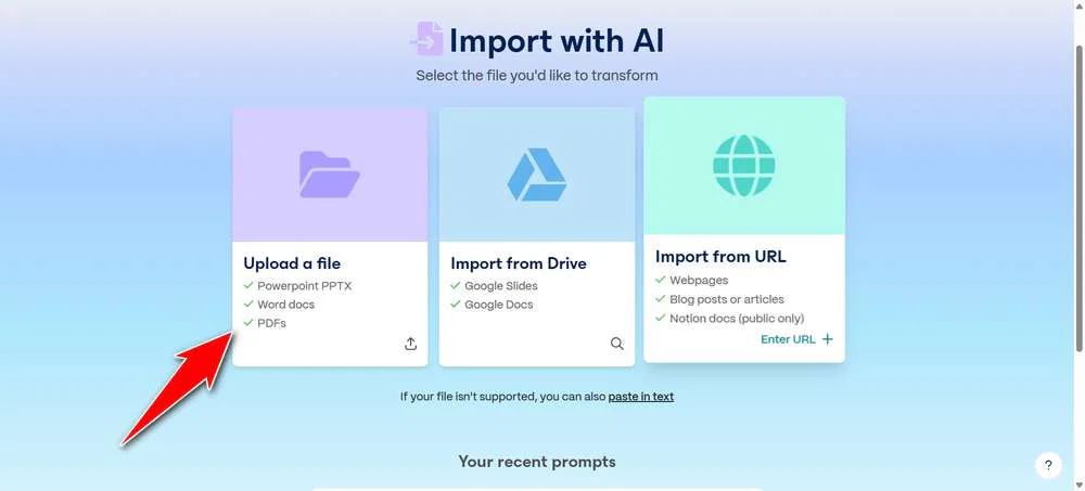 How to Design Power Point with AI 5 Upload a file