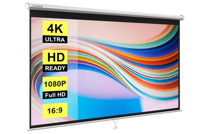 Projector screen for church 4 VIVO 100-Inch Pull Down Projector Screen