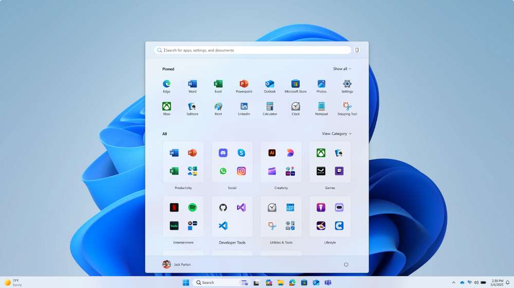 Adaptable Start Menu