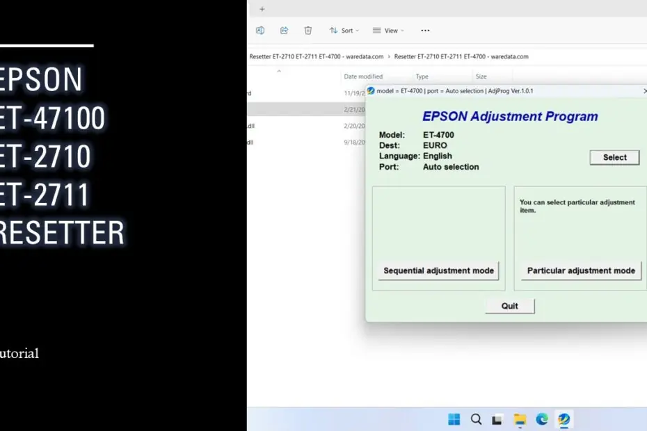 Epson ET-47100 ET-2710 ET-2711 resetter
