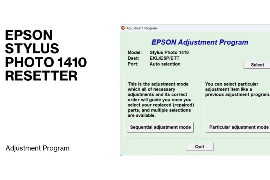Epson Stylus Photo 1410 Resetter