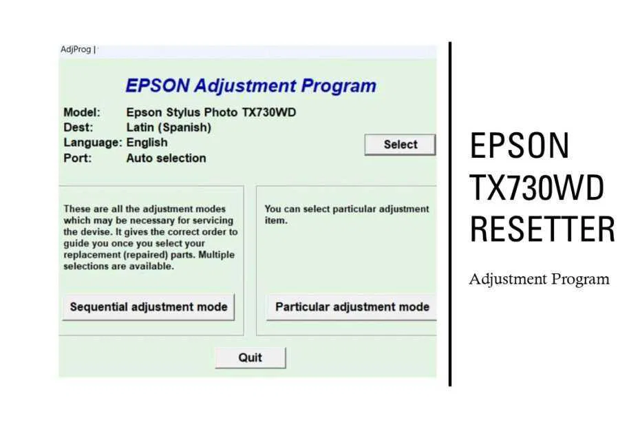 Epson TX730WD Resetter