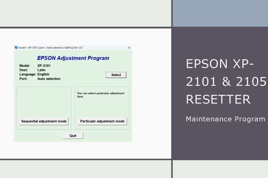 Epson XP-2101 & 2105 Resetter