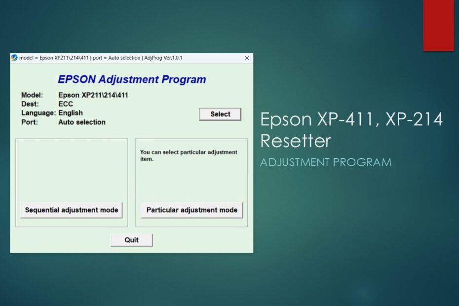 Epson XP-411, XP-214 Resetter