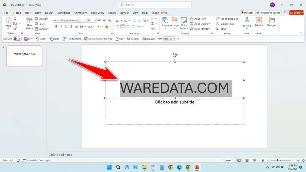 How to Make Gradient Text in PowerPoint - Step 1