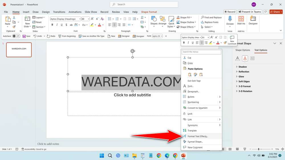 How to Make Gradient Text in PowerPoint - Step 2