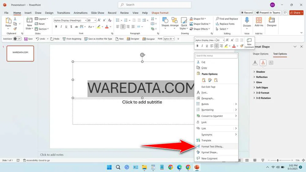 How to Make Gradient Text in Power Point 3 How to Make Gradient Text in PowerPoint - Step 2