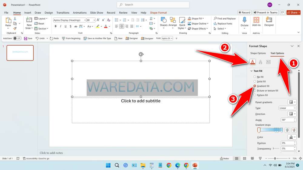 How to Make Gradient Text in PowerPoint - Step 3
