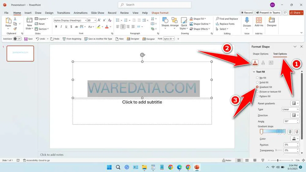 How to Make Gradient Text in Power Point 4 How to Make Gradient Text in PowerPoint - Step 3