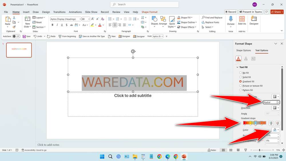 How to Make Gradient Text in PowerPoint - Step 4