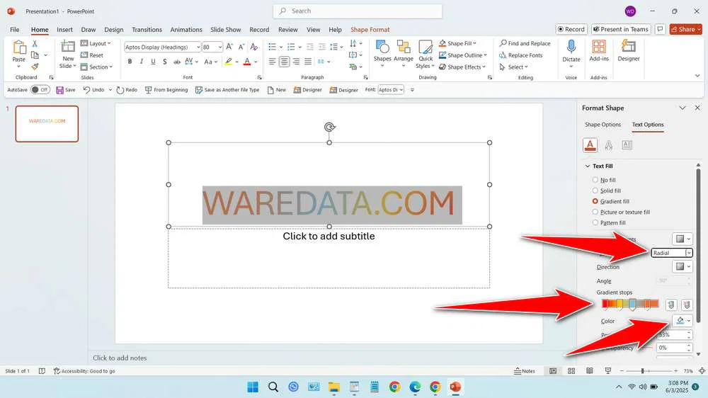 How to Make Gradient Text in Power Point 5 How to Make Gradient Text in PowerPoint - Step 4