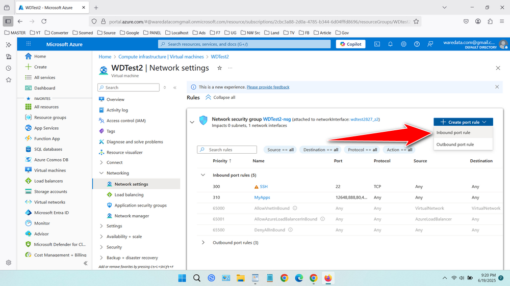 How to Open Ports on an Azure VM Using Azure Portal - Step 4