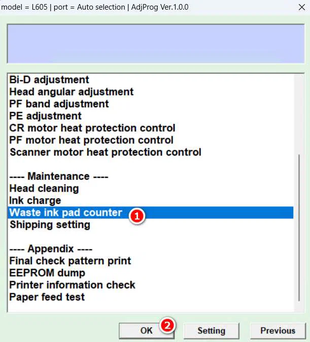 Epson L605 Resetter 4 How to Reset Epson L605 Printer with Resetter - Step 3