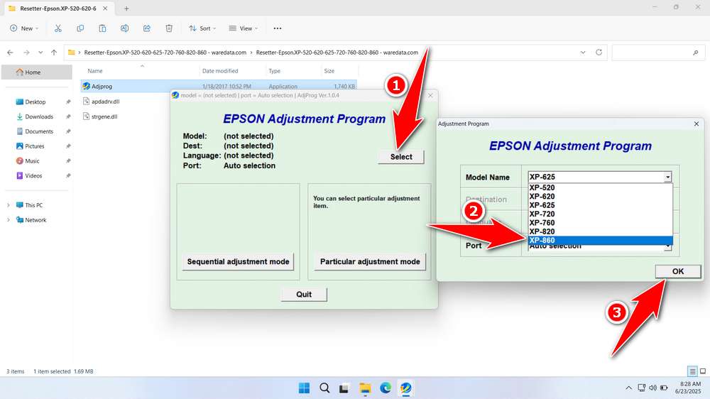 How to Reset Epson XP-860 Printer with Resetter - Step 1