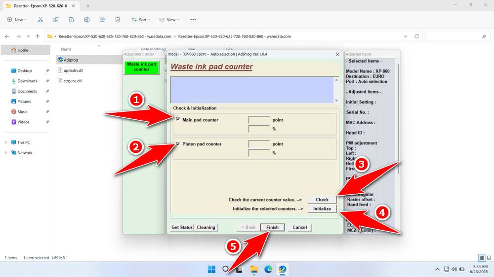 How to Reset Epson XP-860 Printer with Resetter - Step 4