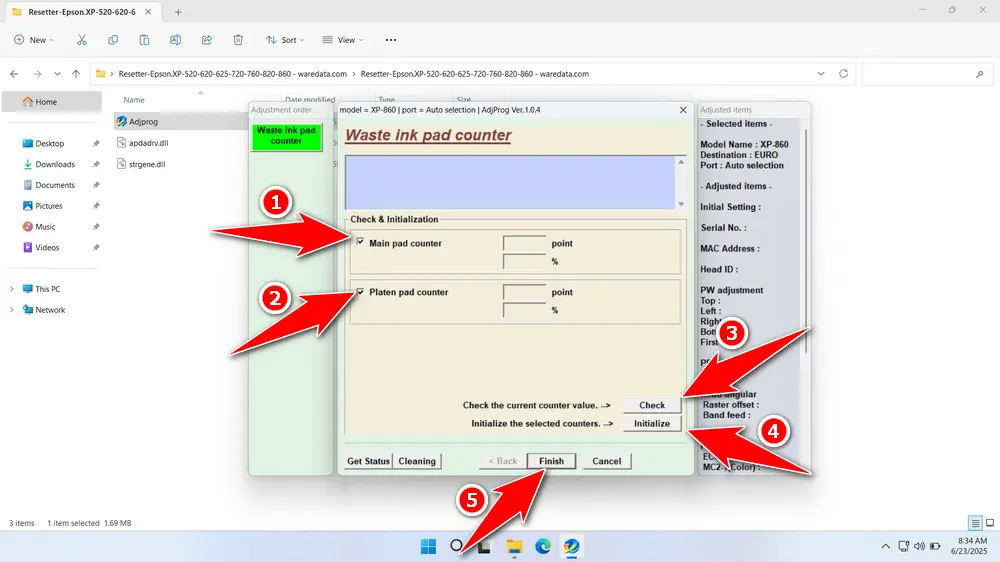 How to Reset Epson XP-860 Printer with Resetter - Step 4