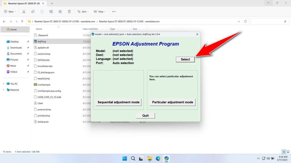 How to Use Epson ET-2850, ET-2850U, ST-C2100 Resetter - Step 1