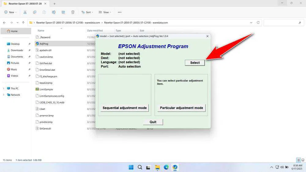 Epson ET-2850, ET-2850U, ST-C2100 Resetter 2 How to Use Epson ET-2850, ET-2850U, ST-C2100 Resetter - Step 1