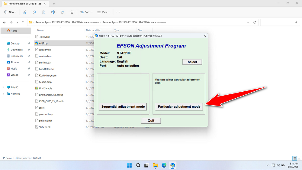 How to Use Epson ET-2850, ET-2850U, ST-C2100 Resetter - Step 3