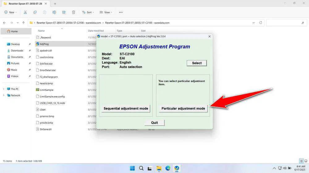 Epson ET-2850, ET-2850U, ST-C2100 Resetter 4 How to Use Epson ET-2850, ET-2850U, ST-C2100 Resetter - Step 3