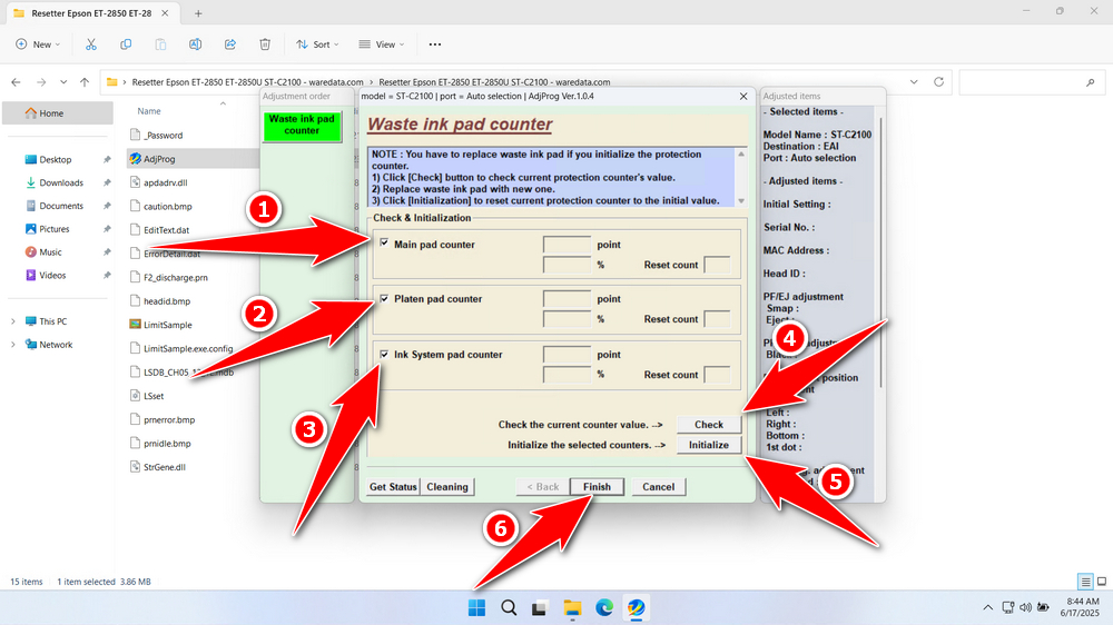 How to Use Epson ET-2850, ET-2850U, ST-C2100 Resetter - Step 5