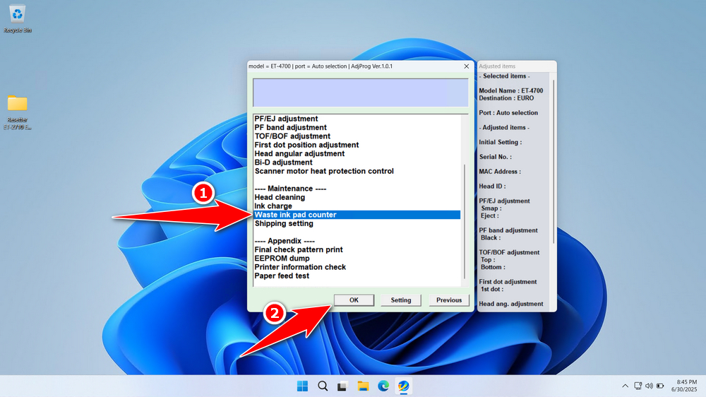 How to Use Epson ET-47100 ET-2710 ET-2711 Resetter - Step 3