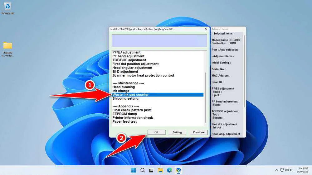 Epson ET-4700 ET-2710 ET-2711 Resetter 4 How to Use Epson ET-47100 ET-2710 ET-2711 Resetter - Step 3