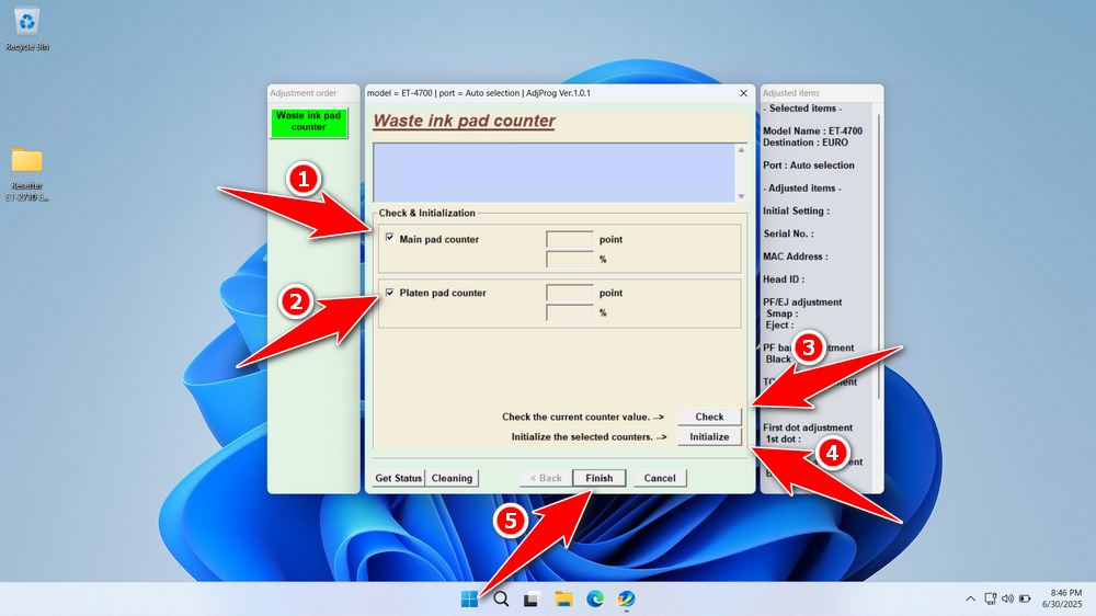 How to Use Epson ET-47100 ET-2710 ET-2711 Resetter - Step 4