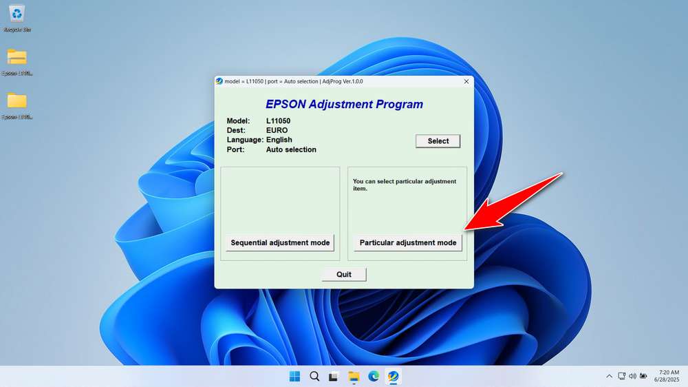 How to Use Epson L11050 Resetter - Step 1