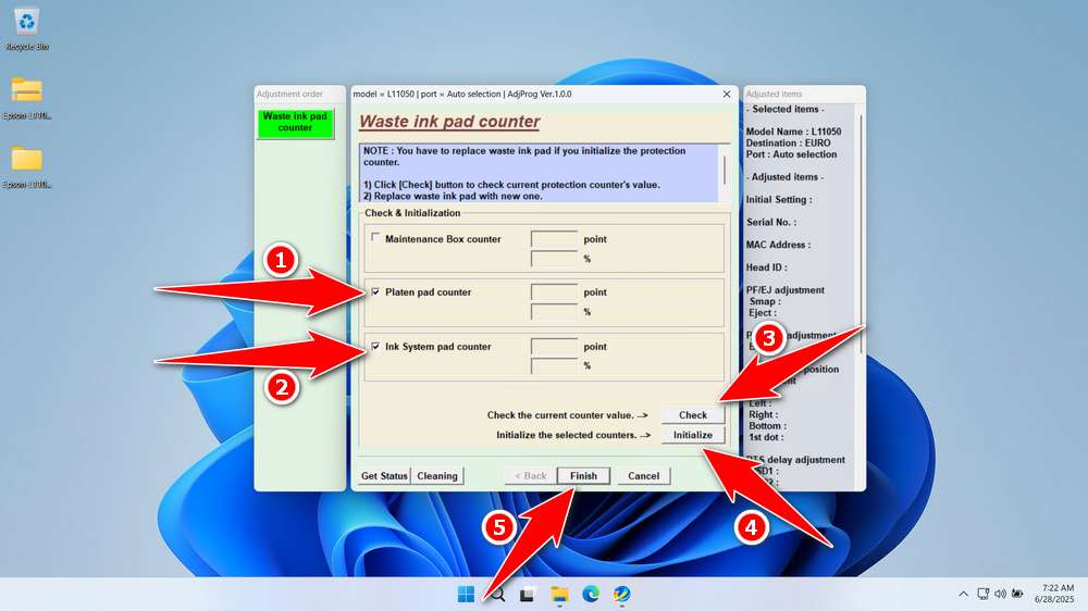 How to Use Epson L11050 Resetter - Step 3