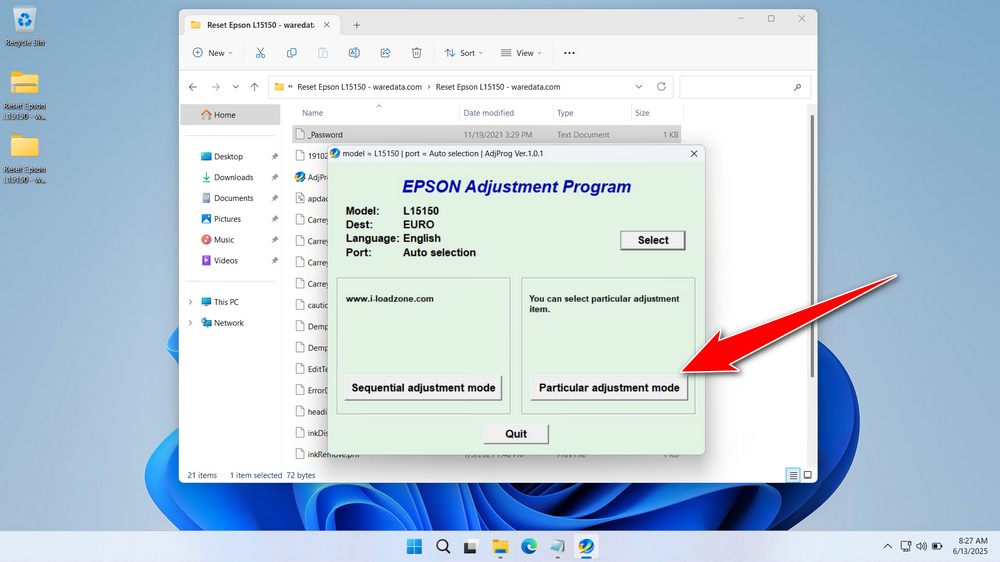 How to Use Epson L15150 Resetter - Step 1