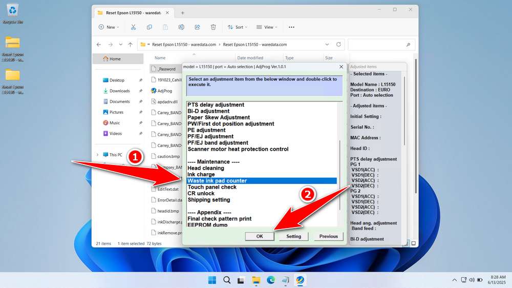 How to Use Epson L15150 Resetter - Step 2