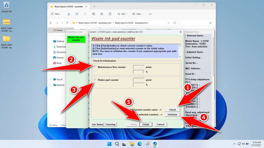 How to Use Epson L15150 Resetter - Step 3