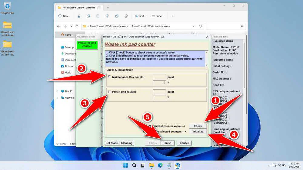 Epson L15150 Resetter 4 How to Use Epson L15150 Resetter - Step 3
