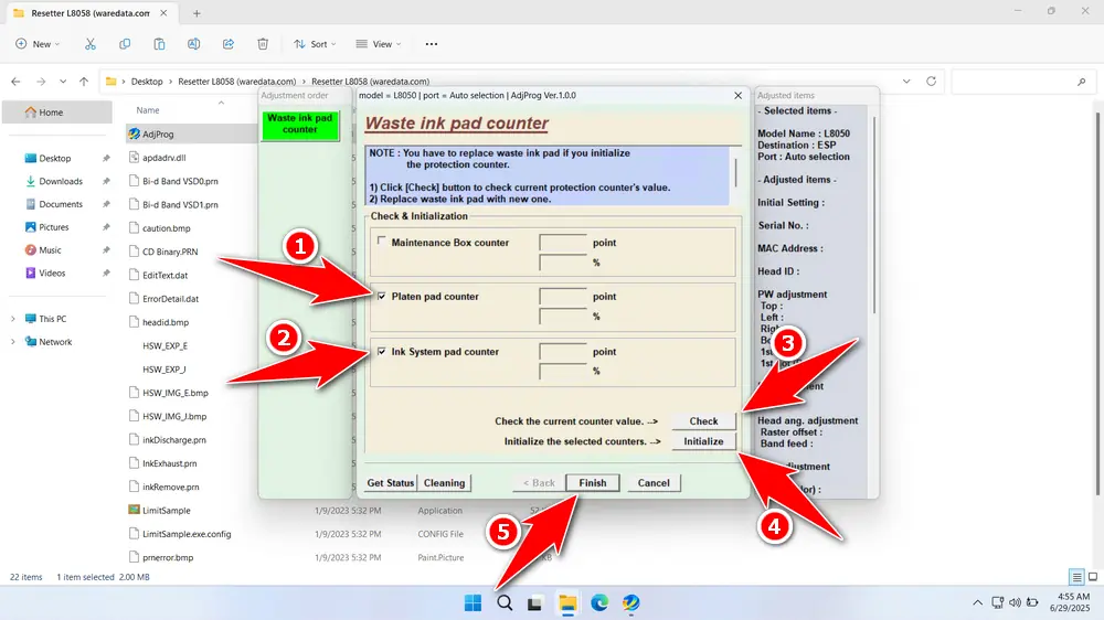 How to Use Epson L8058 Resetter - Step 3