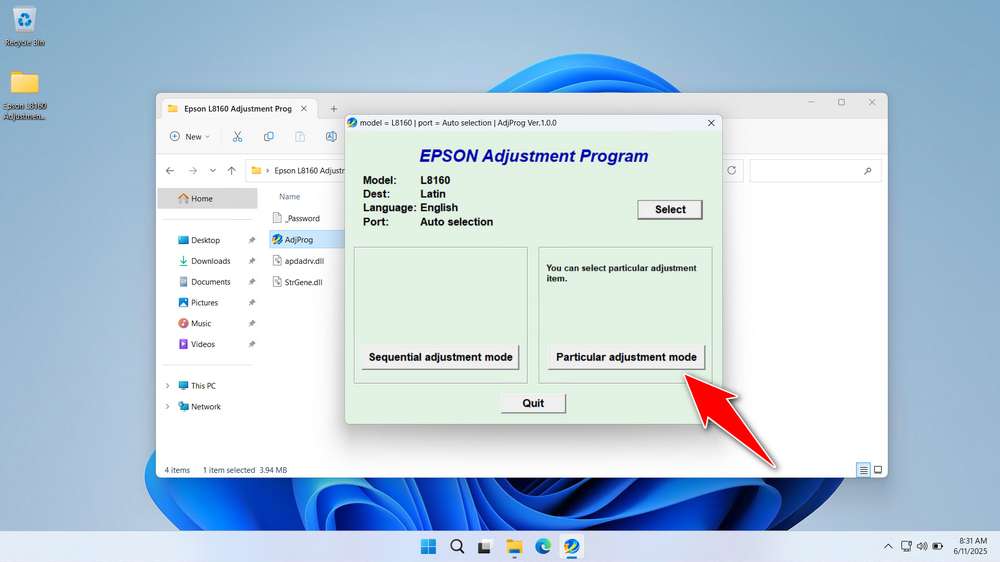 How to Use Epson L8160 Resetter - Step 2